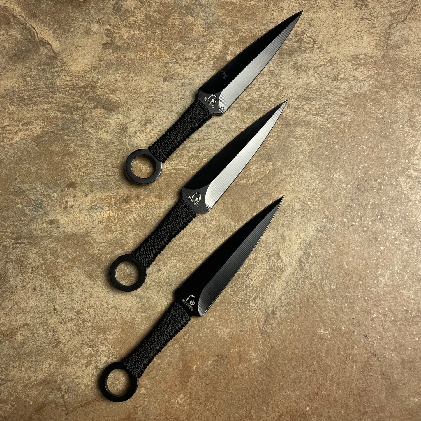 Falcon 5 Pieces Black Set Hunting Set (Machete, Karambit, Throwing Knives.)