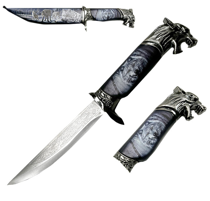 13 1/2" Wolf Fantasy Dagger with Scabbard