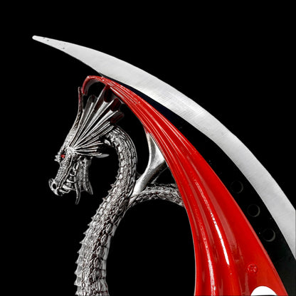 Twin Dragon Daggers with Engraved Wood Stand