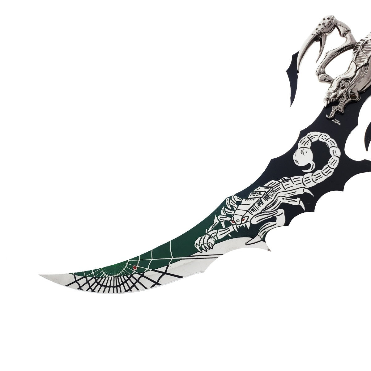 21 1/4" Fantasy Green Scorpion Dagger with Wooden Stand
