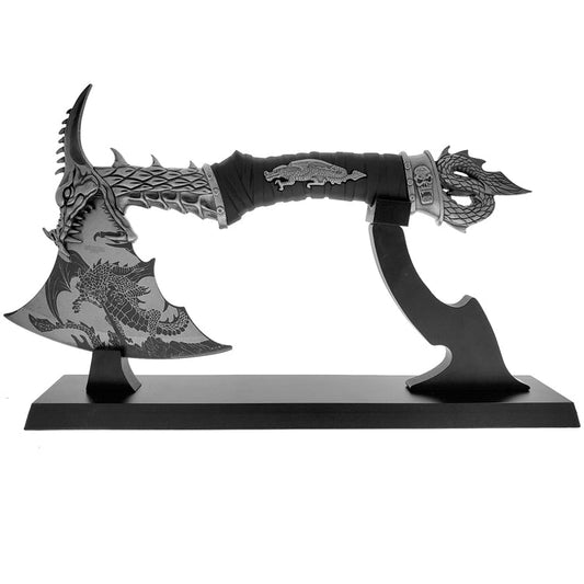 14" Stainless Steel Fire Dragon Axe with stand