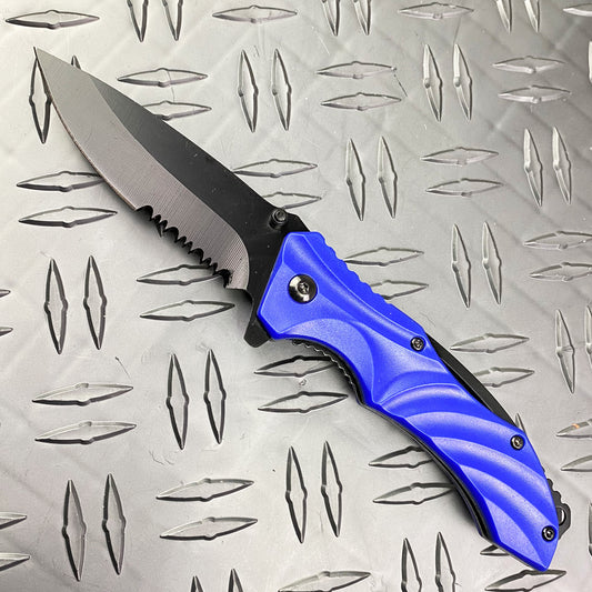 Falcon 8" Overall Spring Assisted Knife Blue