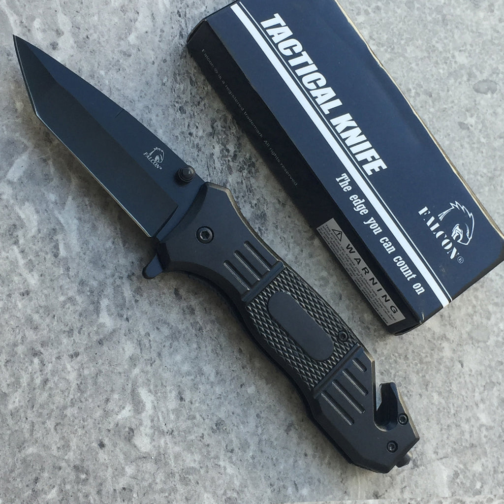 Falcon 8" Overall Spring Assisted Knife W/Glass Breaker and Bottle Opener