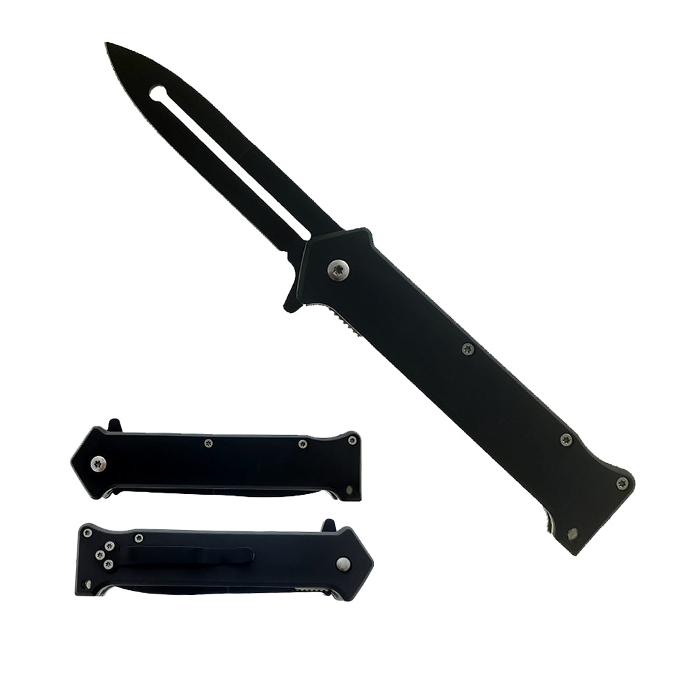 8" Black spring assisted knife