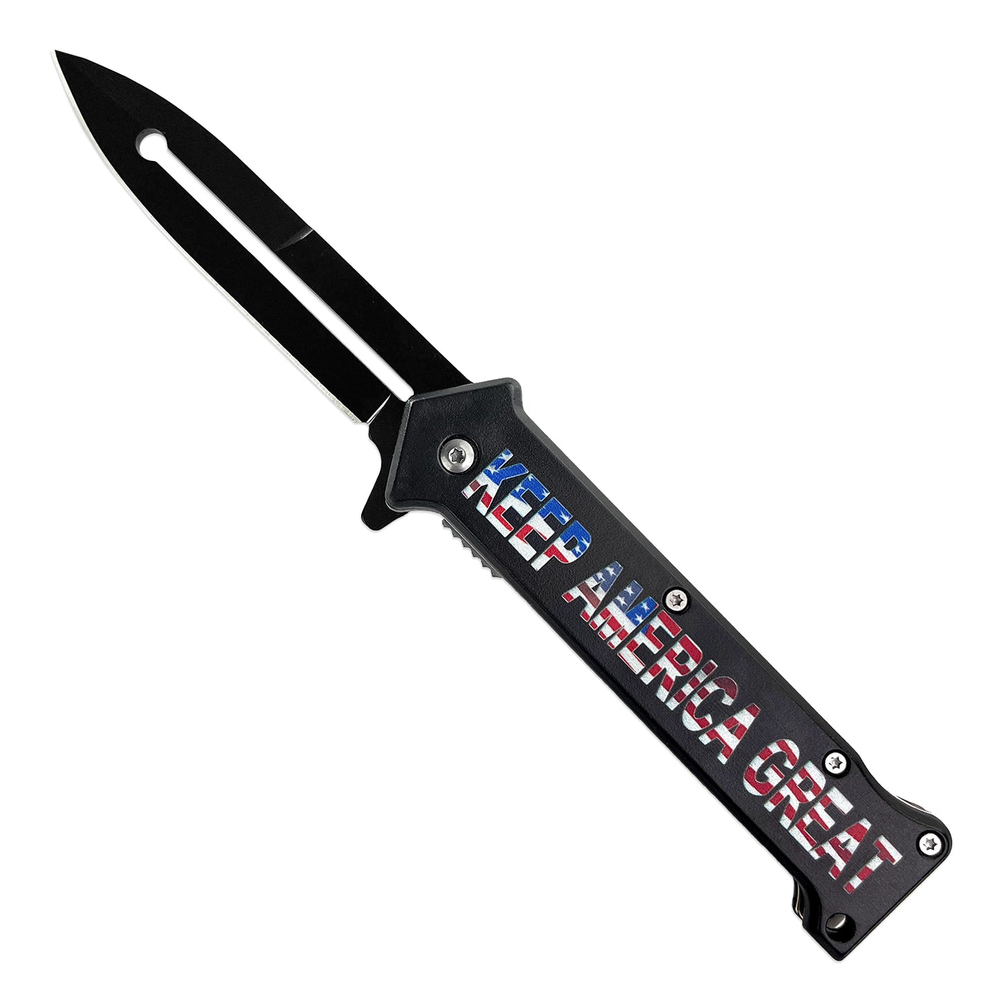 Falcon 8" Folding Knife W/Black Half Serrated Blade W/United We Stand Print