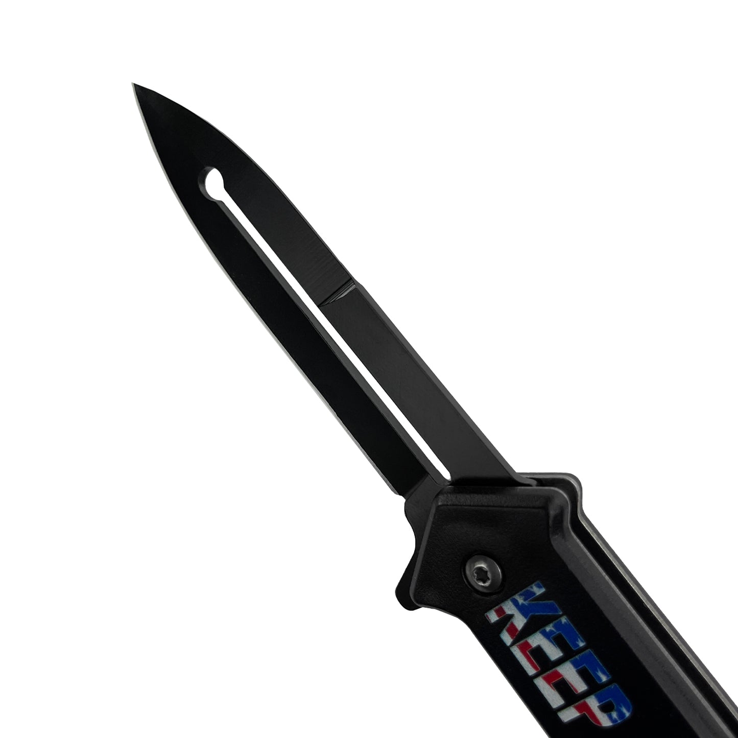 Falcon 8" Folding Knife W/Black Half Serrated Blade W/United We Stand Print