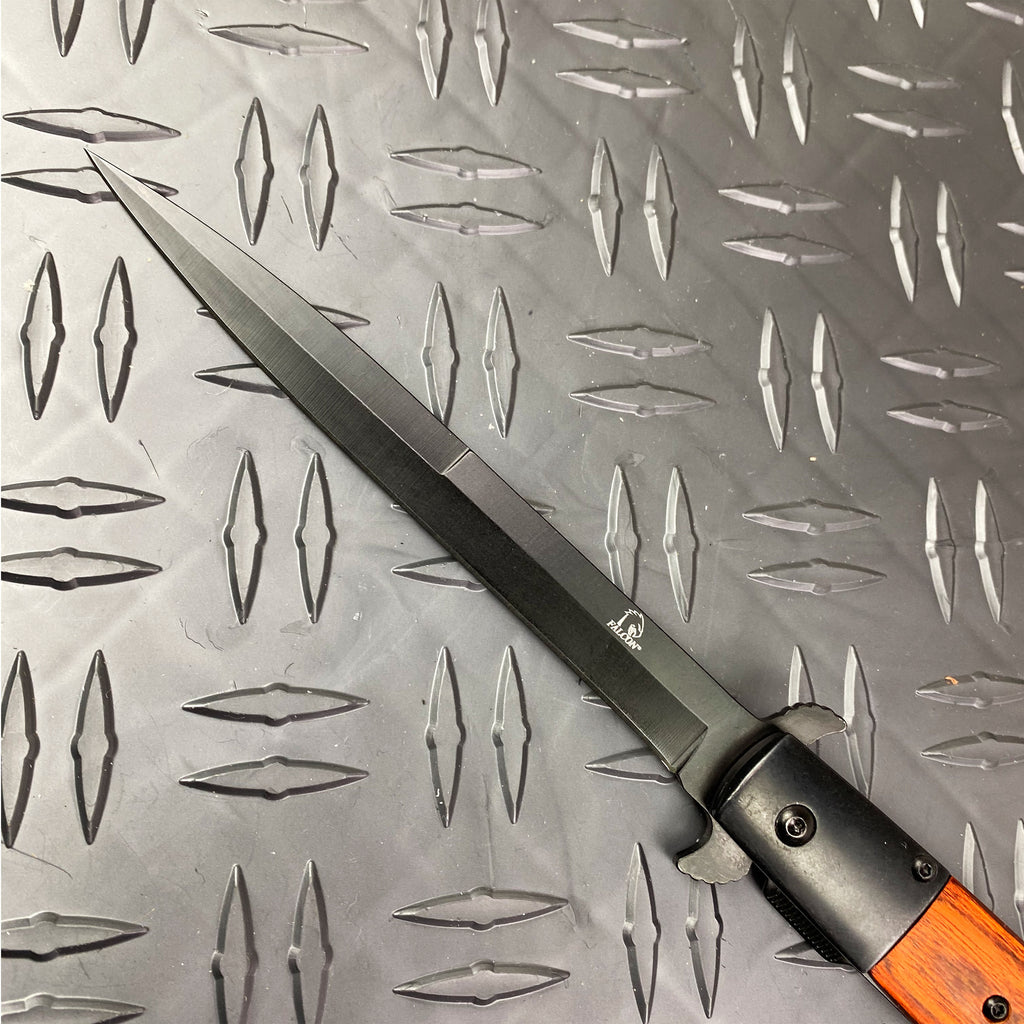 BIG BOY  12" Spring Assisted Knife w/ Belt Clip Wood Handle
