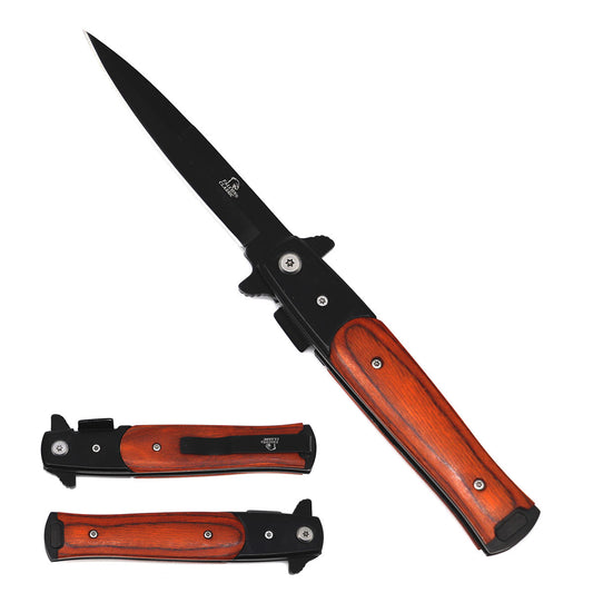 Falcon 8 3/4" Wood Handle Spring Assisted Knife