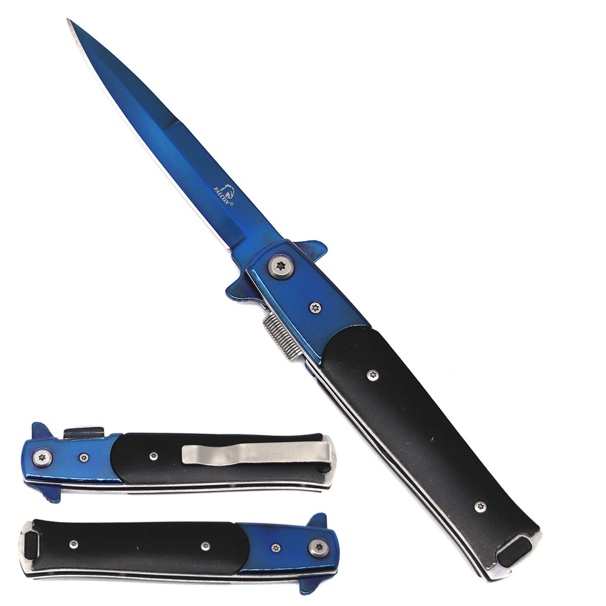 Falcon 8" Blue Blade Spring Assisted Knife