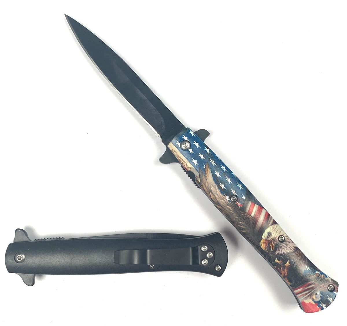 4" Black Blade & 4 7/8" Handle with Eagle