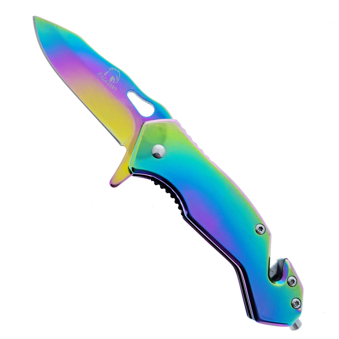 2 12" Rainbowith Stainless Blade Spring Assisted Knife