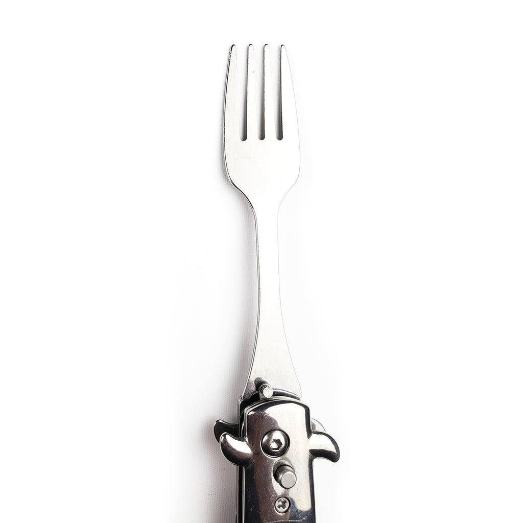 5" Spring Assisted Fork with faux black marble handle, Gift knives and novelties