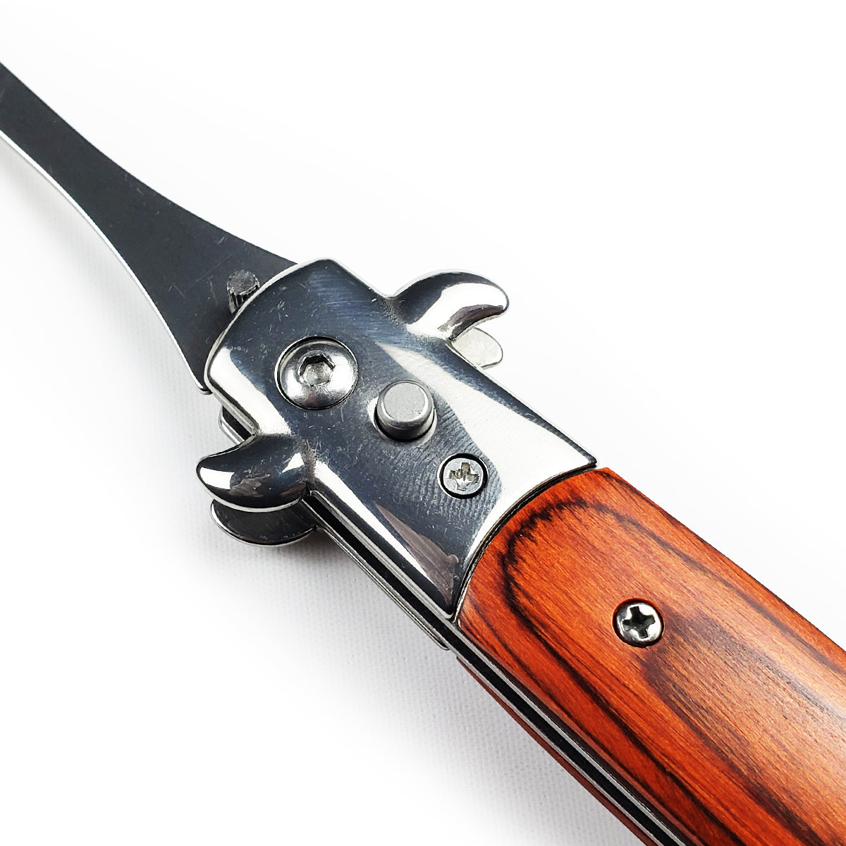 5" Spring Assisted Fork with wood handle, Gift knives and novelties