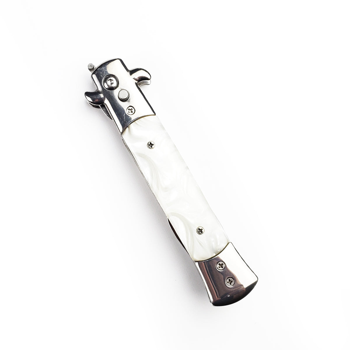 Switchblade Fork with Faux White Marble Handle