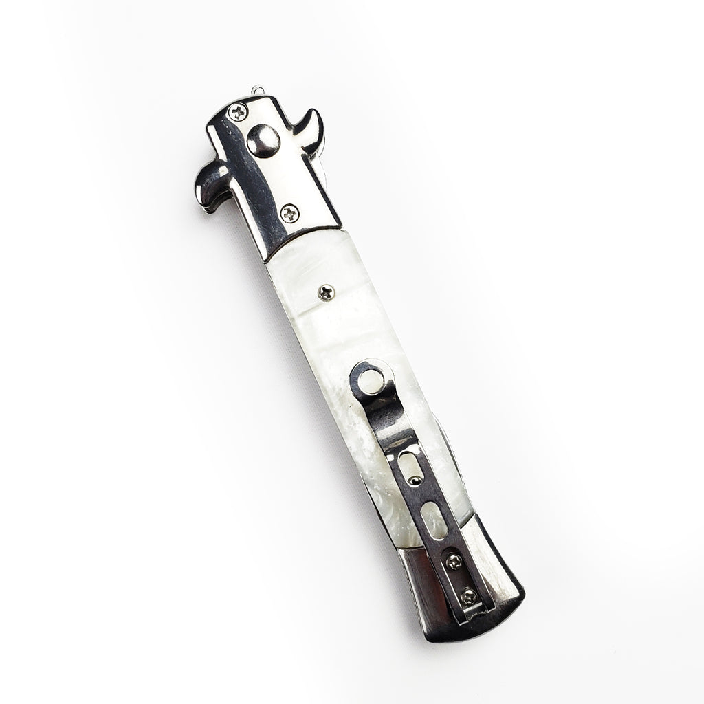 Switchblade Fork with Faux White Marble Handle