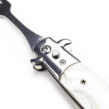 Switchblade Fork with Faux White Marble Handle