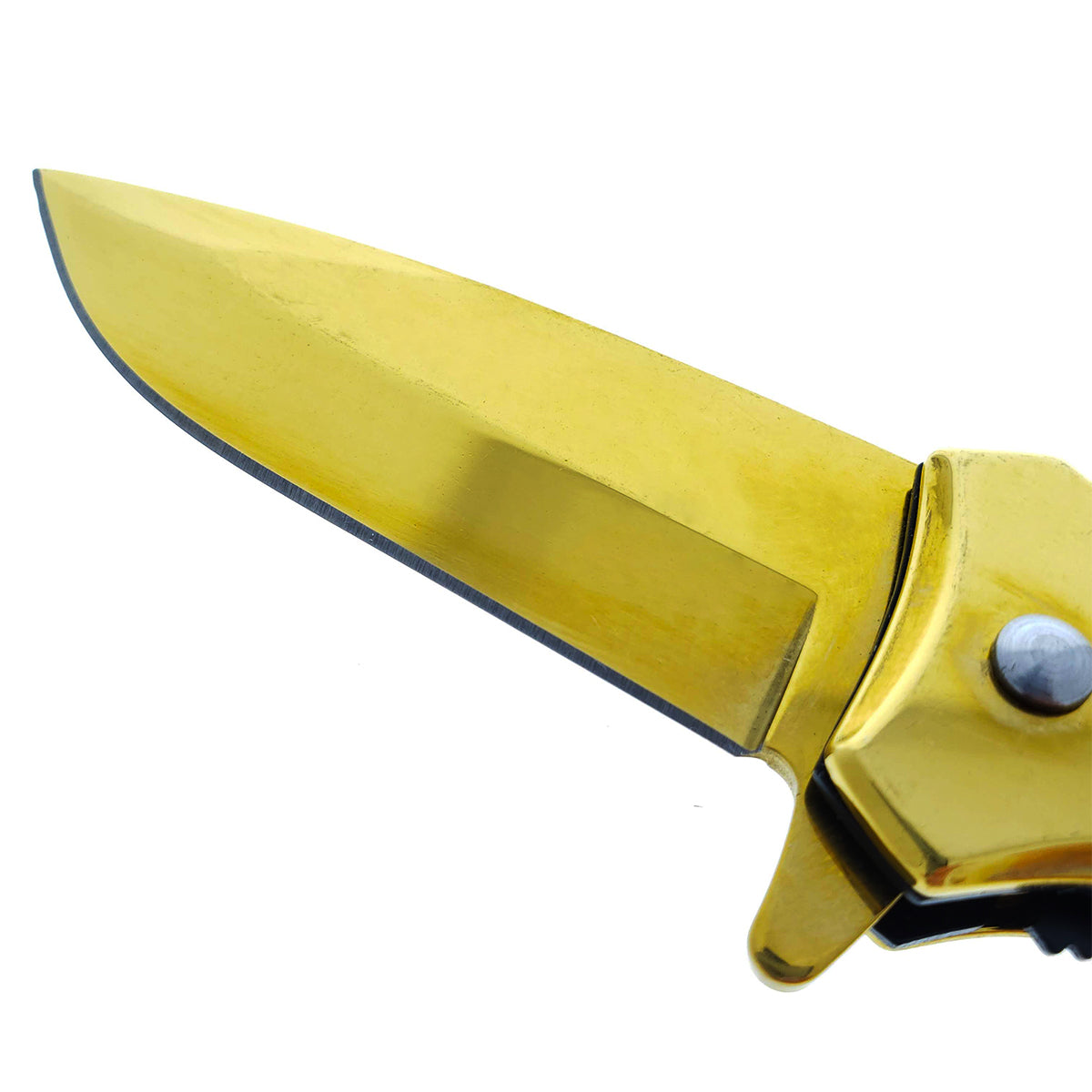 Falcon 6.5" Overall Spring Assisted Knife W/Seat Belt Cutter And Window Breaker Gold