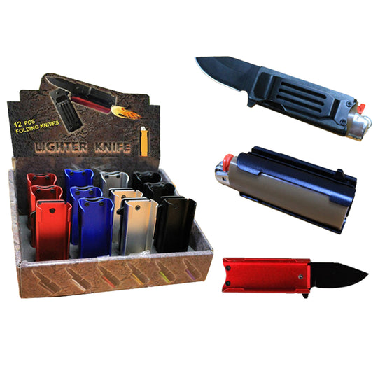 4 1/2" Spring Assisted lighter Knife, 12 pcs in a display box