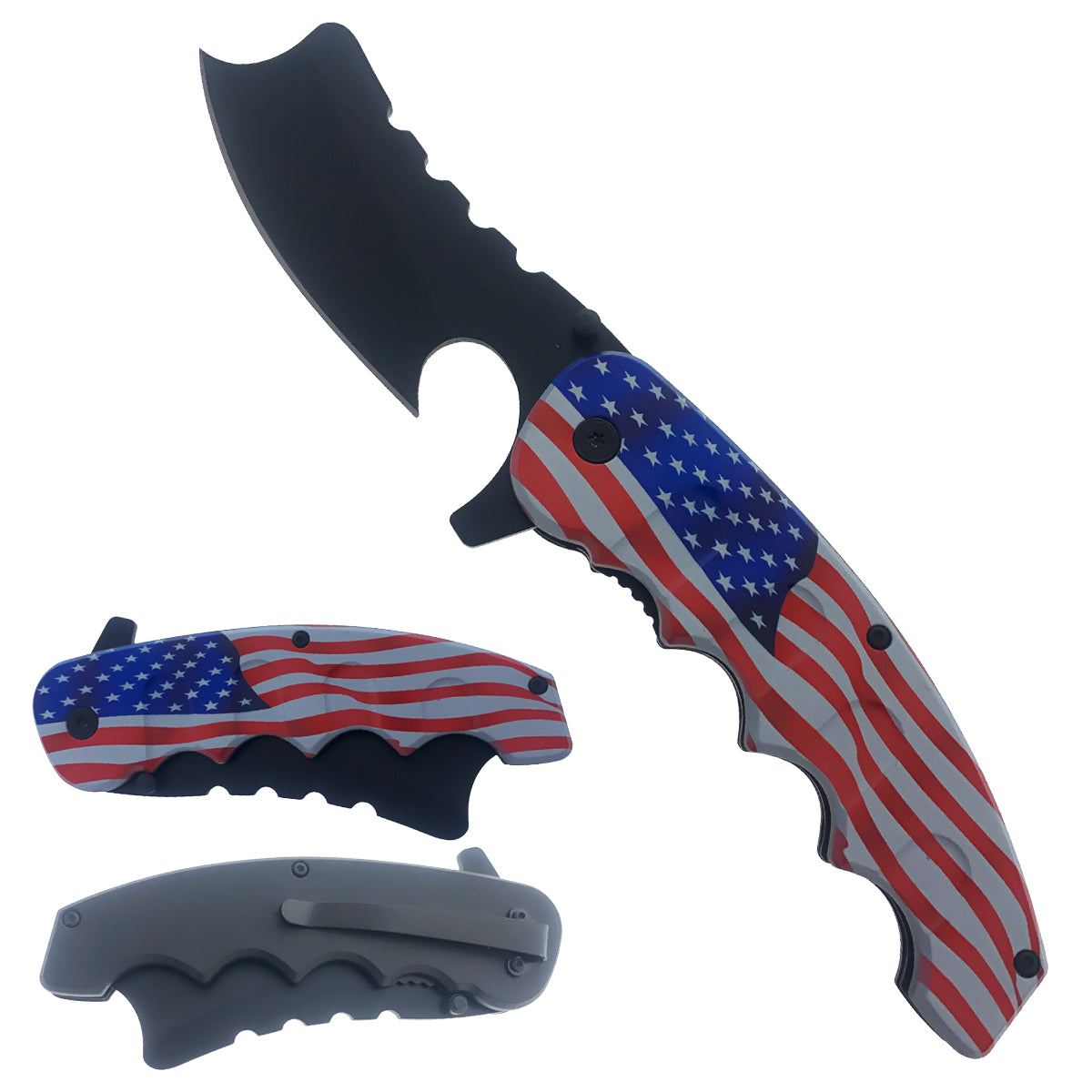8" Spring Assisted Knife US Flag Design