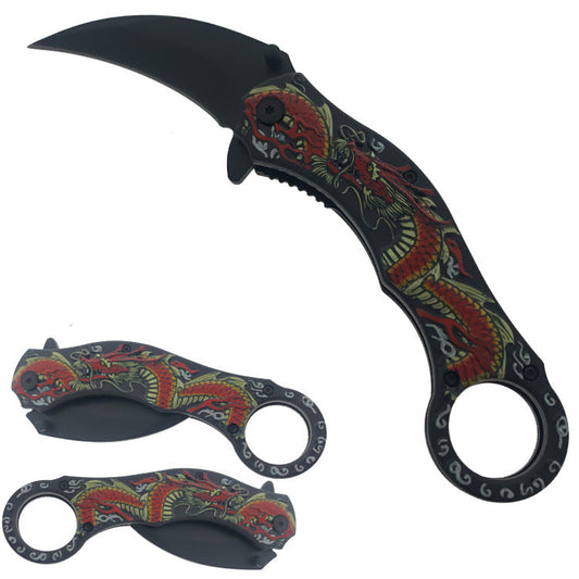 7 3/4" Red Dragon Karambit Knife