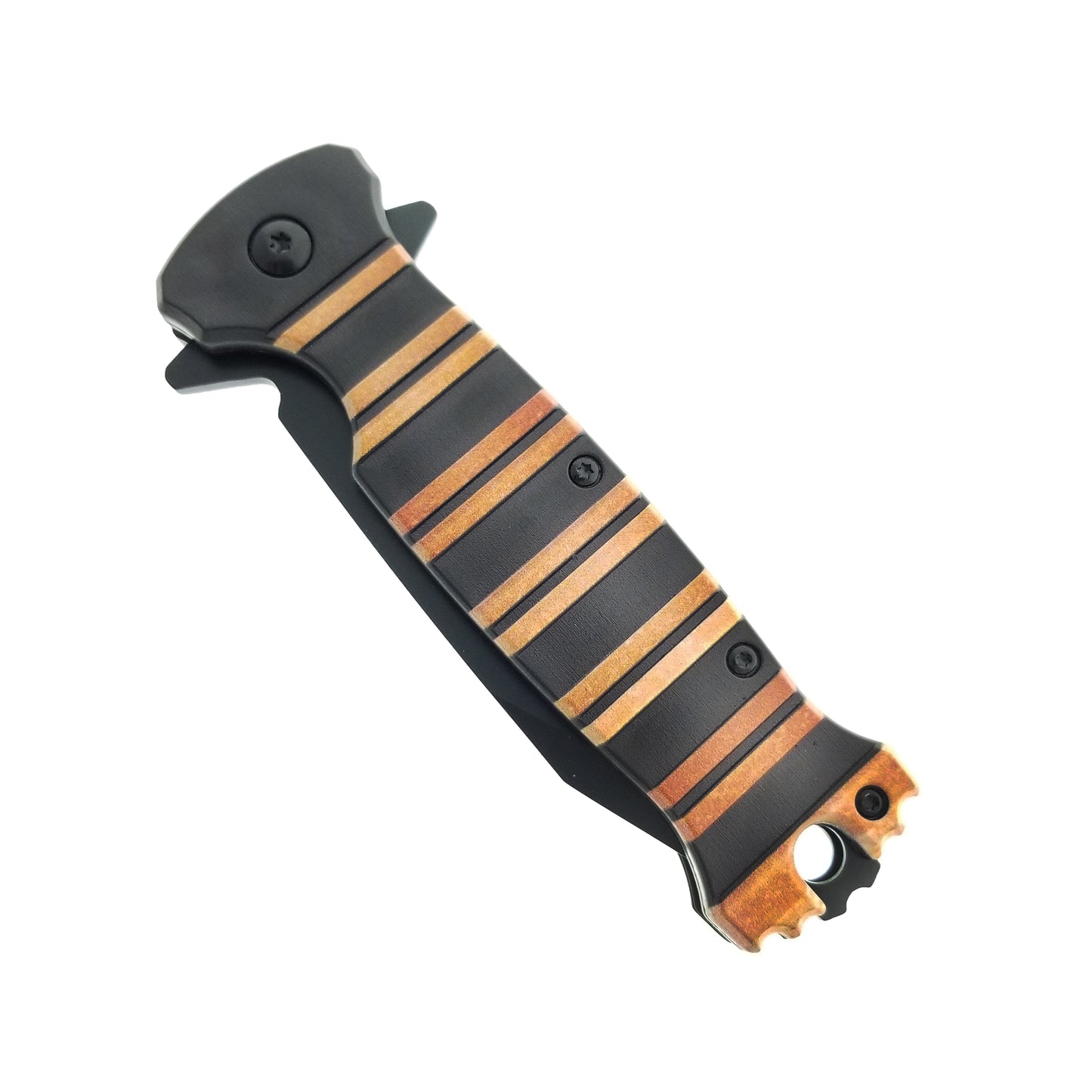 8" Orange and Black Handle Spring Assisted Pocket Knife w/ Belt Clip