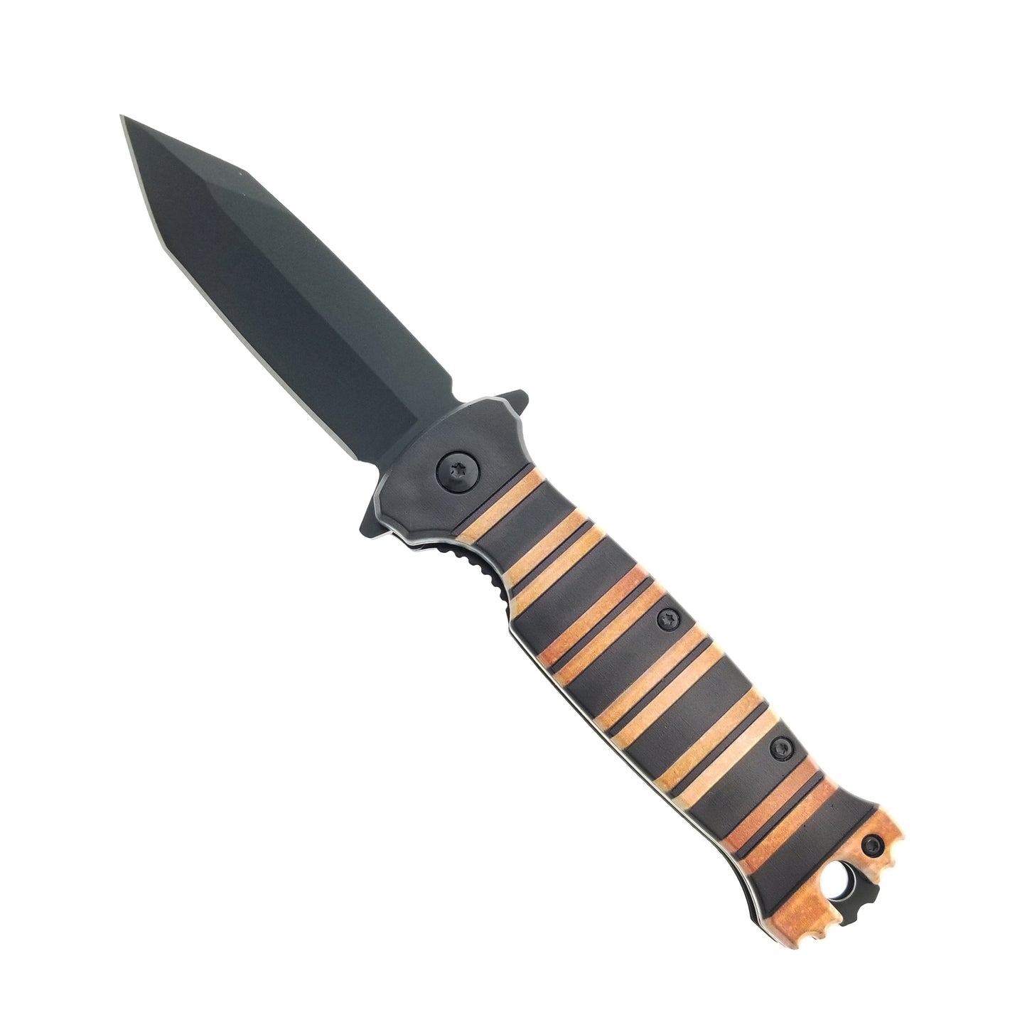 8" Orange and Black Handle Spring Assisted Pocket Knife w/ Belt Clip