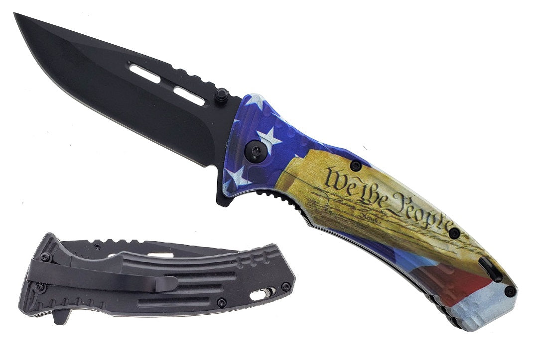 7.75" Overall spring assisted knife We The People Handle