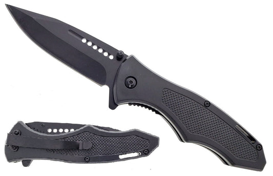 7.75" Overall Black Spring Assisted Knife