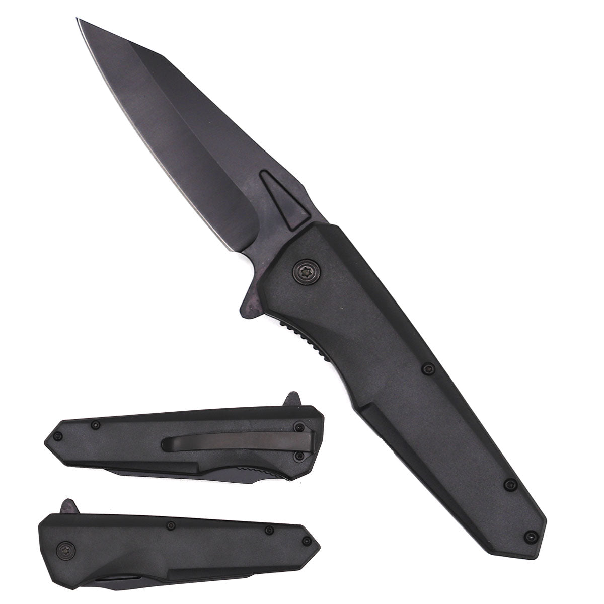 7.75" Spring Assisted Knife Black ABS Handle