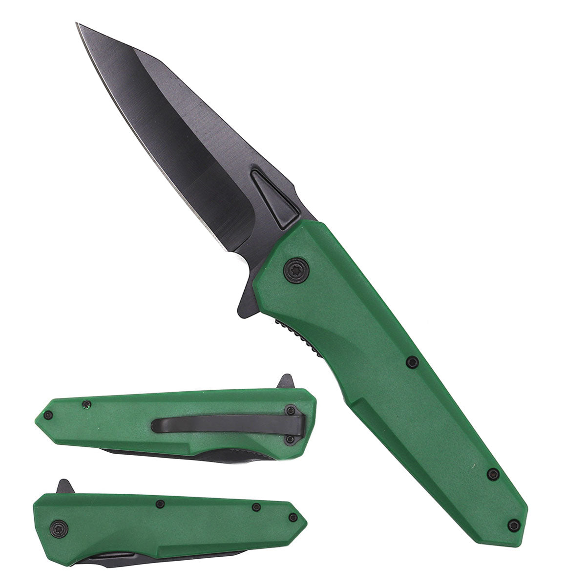 7.75" Spring Assisted Knife Green ABS Handle