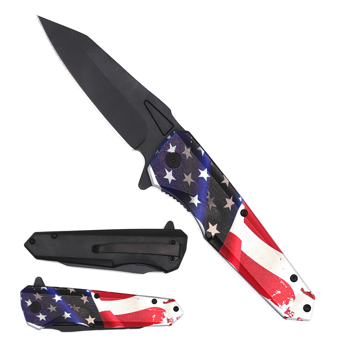 7.75" Spring Assisted US Flag ABS Handle