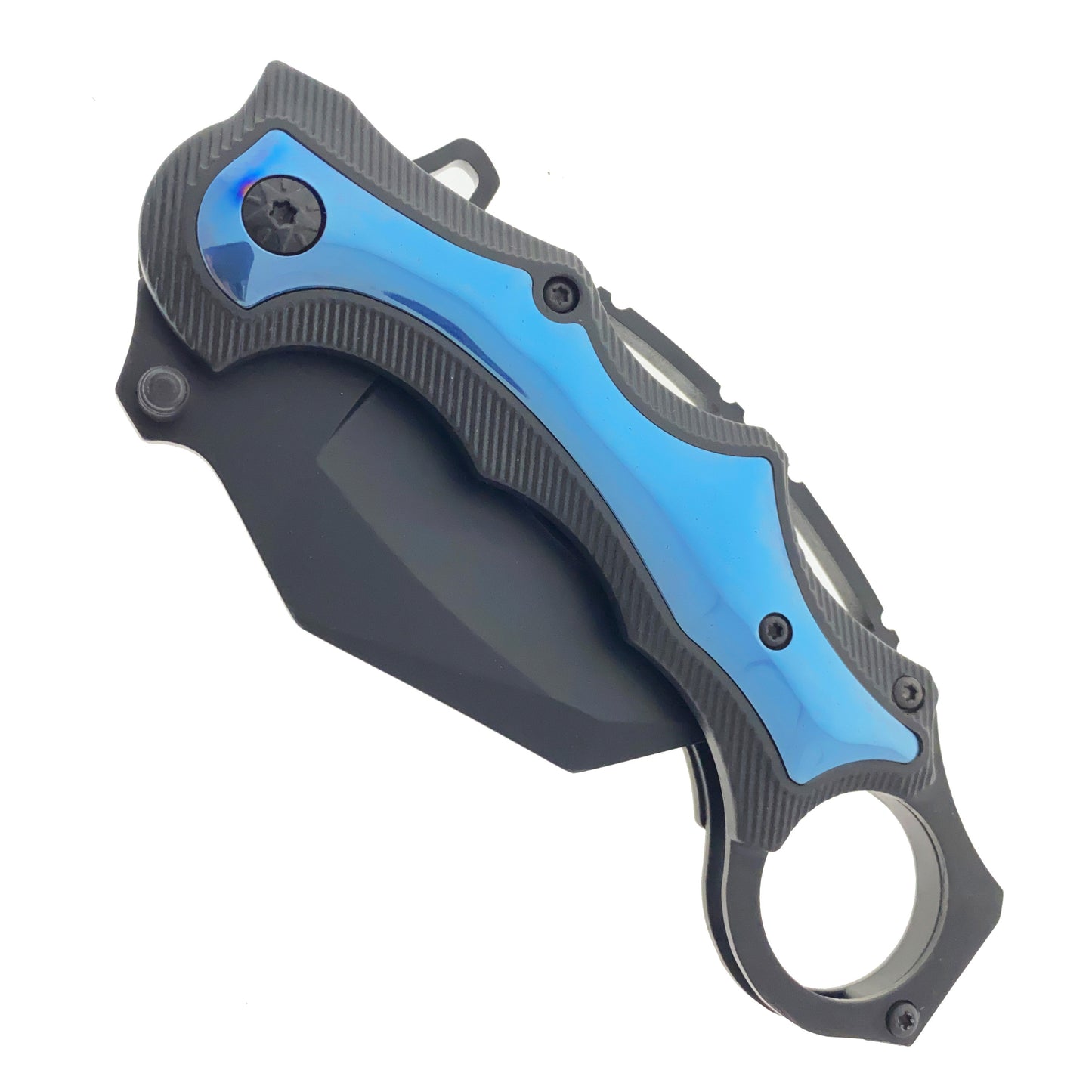 7" Blue Spring Assisted Karambit Blue ABS handle