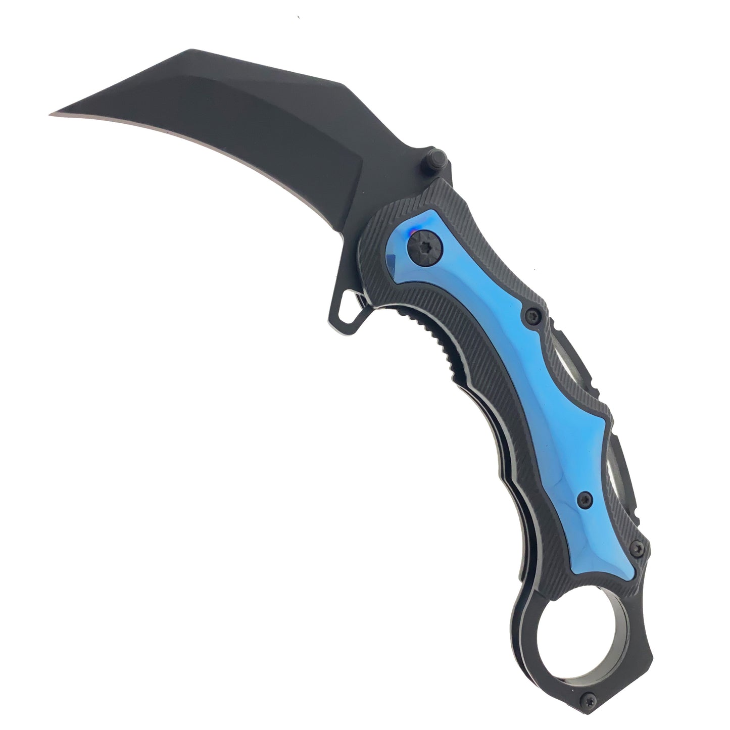 7" Blue Spring Assisted Karambit Blue ABS handle