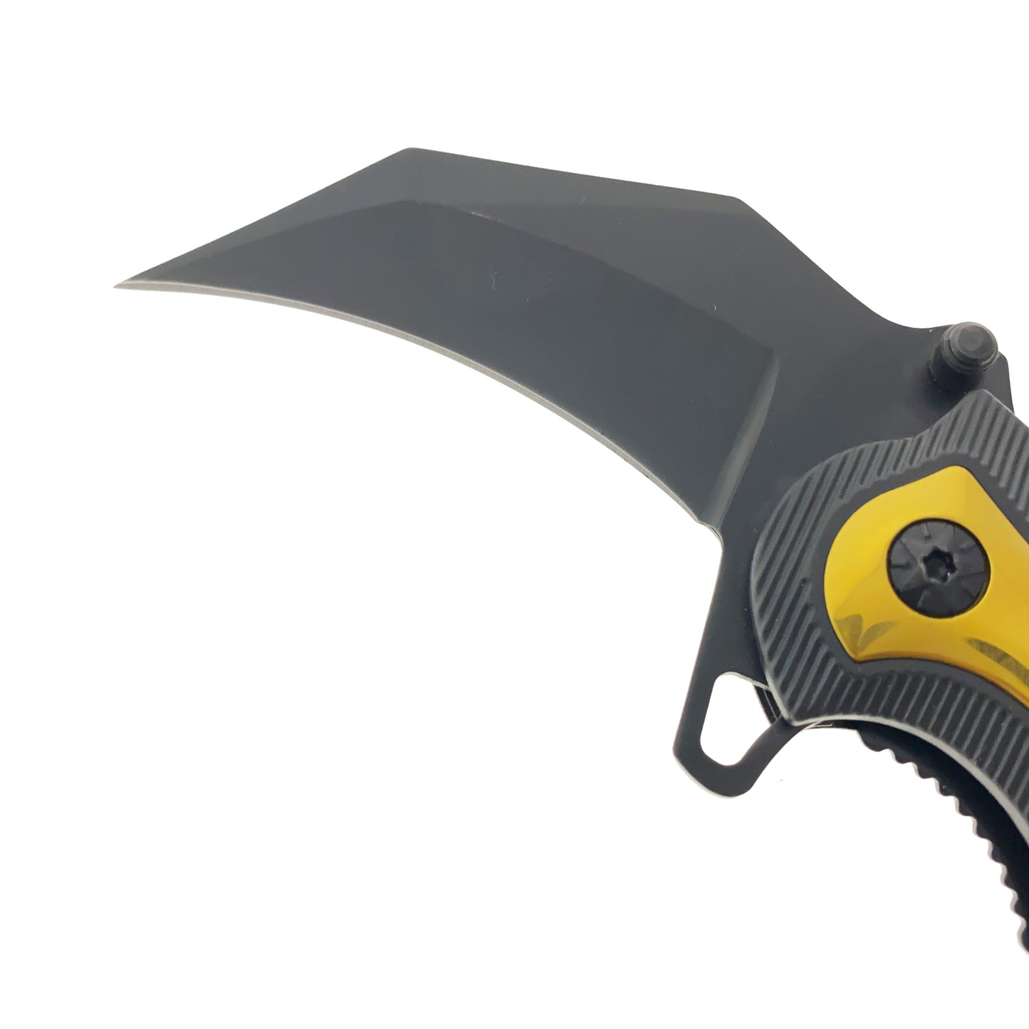 7" Gold Spring Assisted Karambit Gold & Wood ABS handle