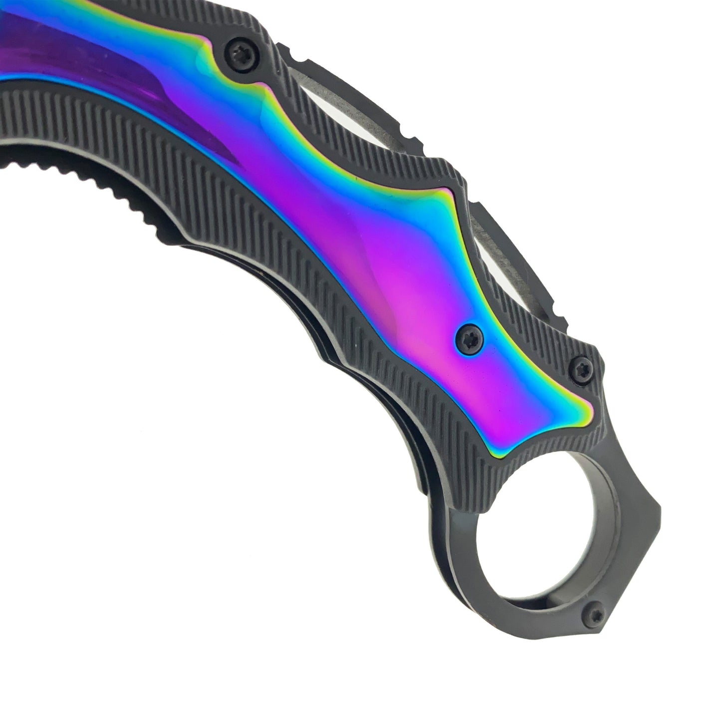 7" Rainbow Spring Assisted Karambit Rainbow ABS handle
