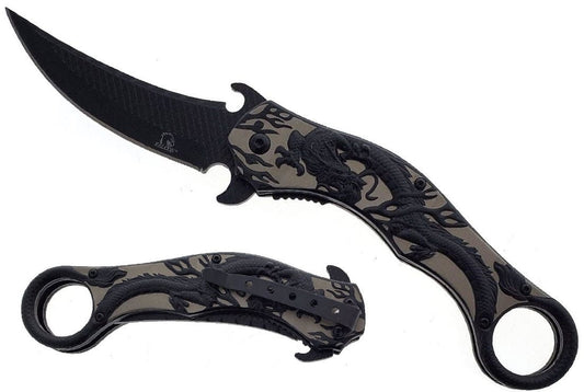 8.25 " Overall In Length Black Blade/dragon