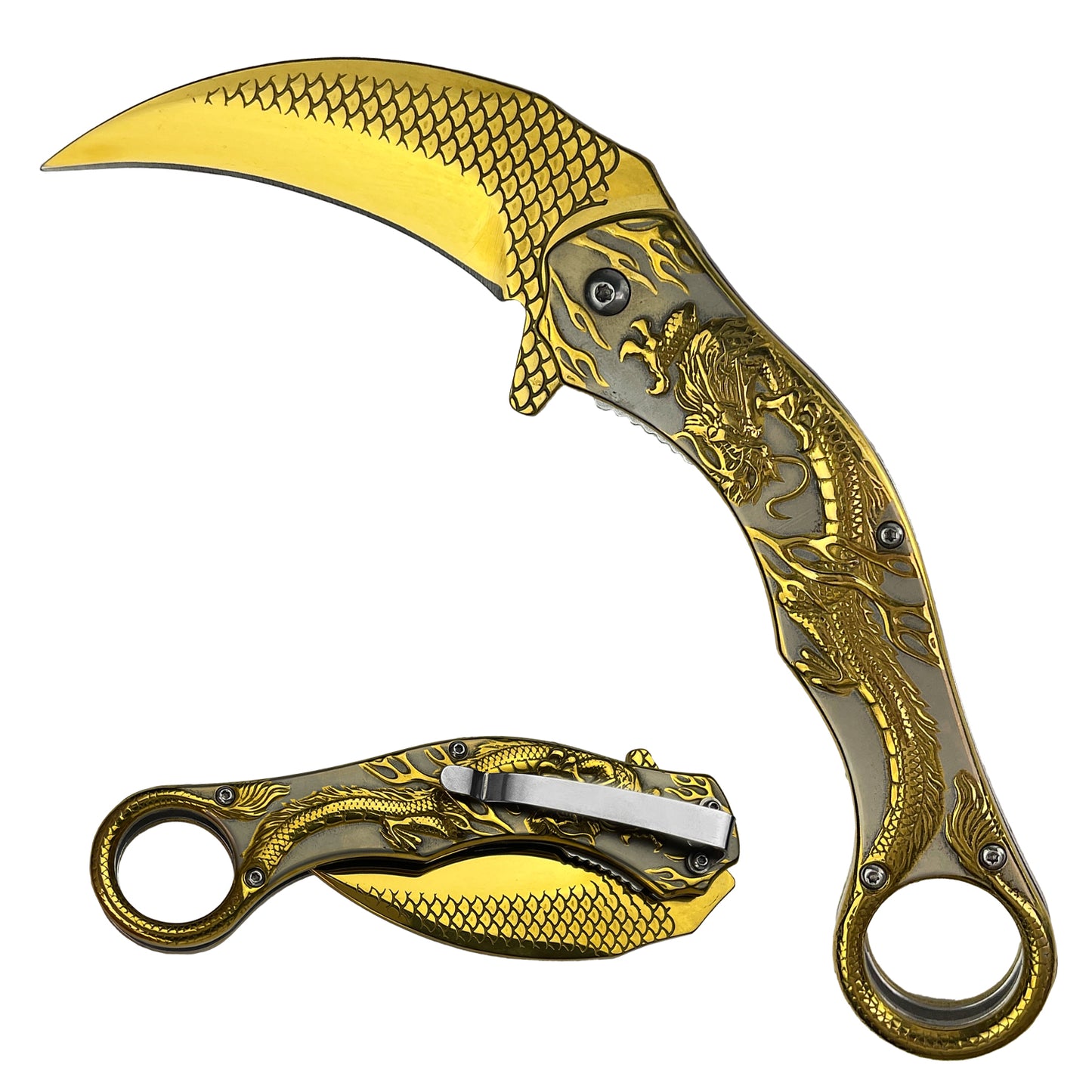 Falcon 8.25 " Overall In Length Gold Karambit Knife