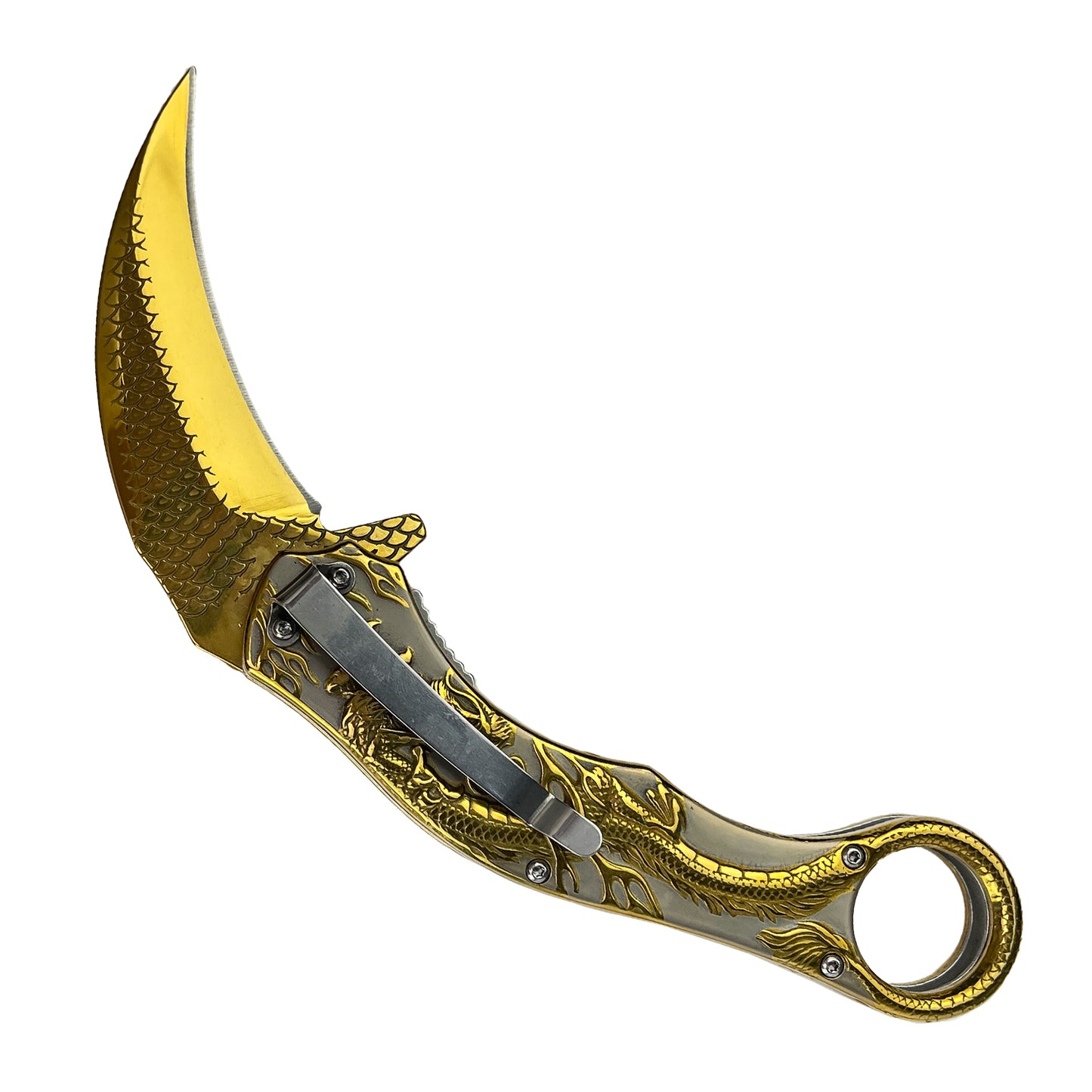 Falcon 8.25 " Overall In Length Gold Karambit Knife