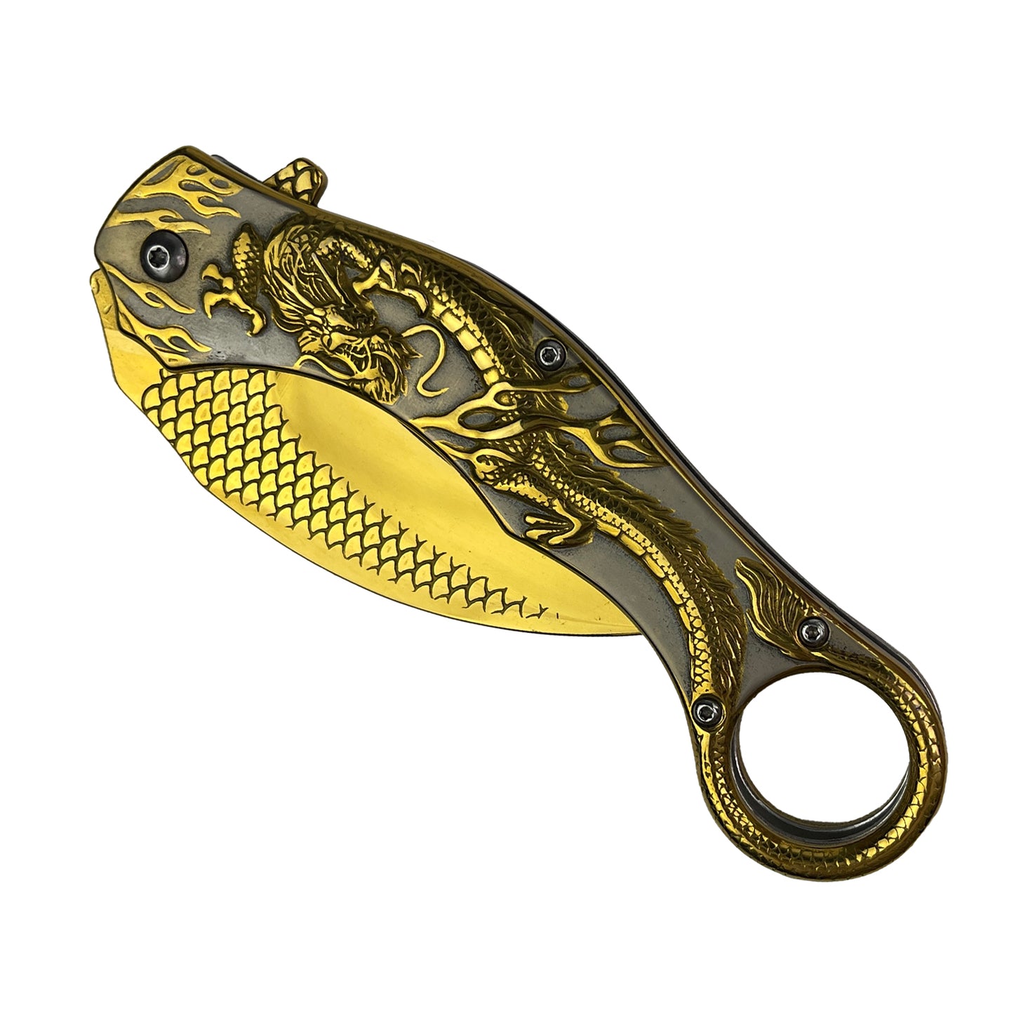 Falcon 8.25 " Overall In Length Gold Karambit Knife