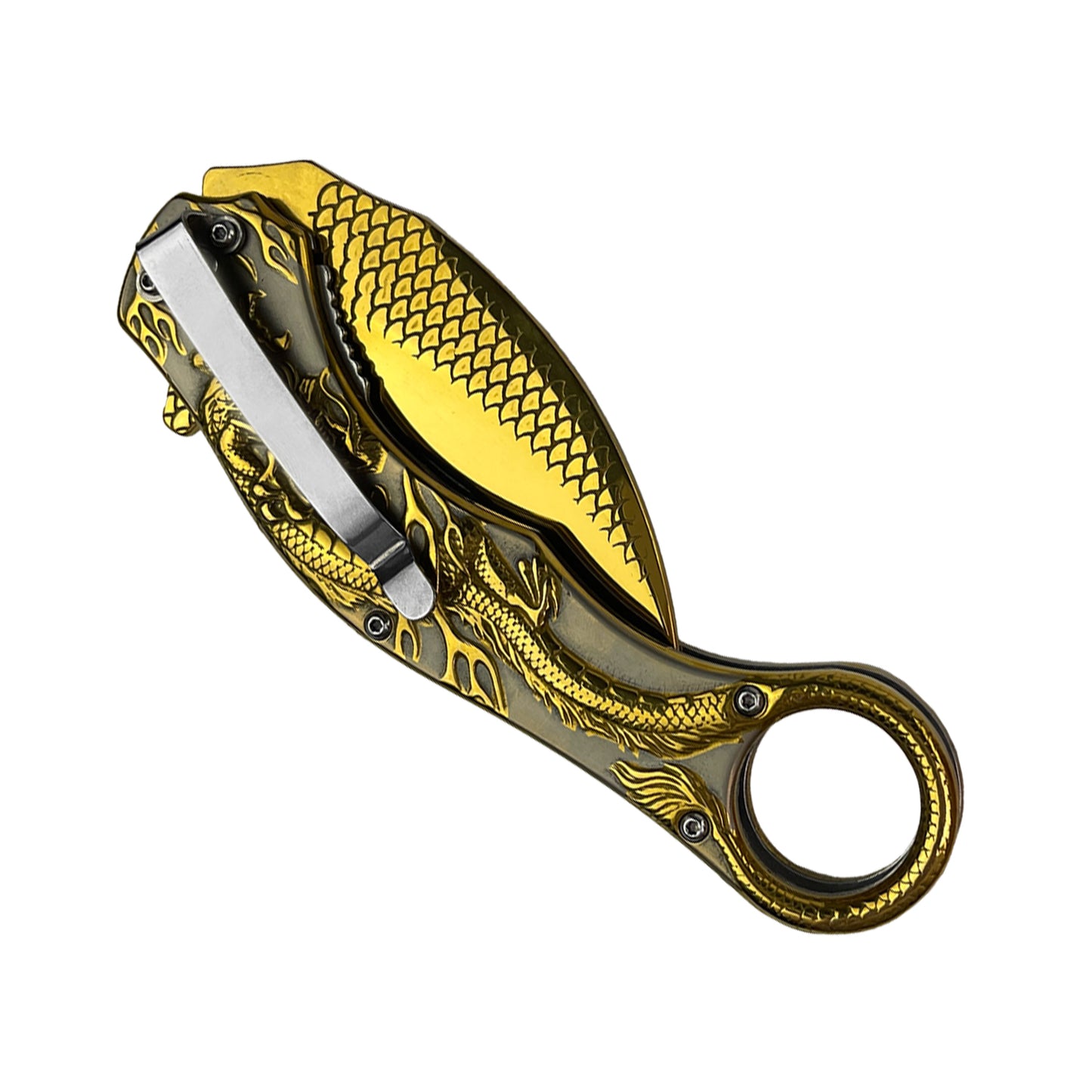 Falcon 8.25 " Overall In Length Gold Karambit Knife