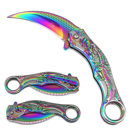 Falcon 8.25" Rainbow Karambit Knife