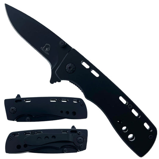 Falcon Black Spring Assisted Pocket Knife Silver