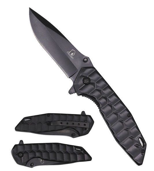 3 3/4" blade 8" overall length spring assisted knife-black
