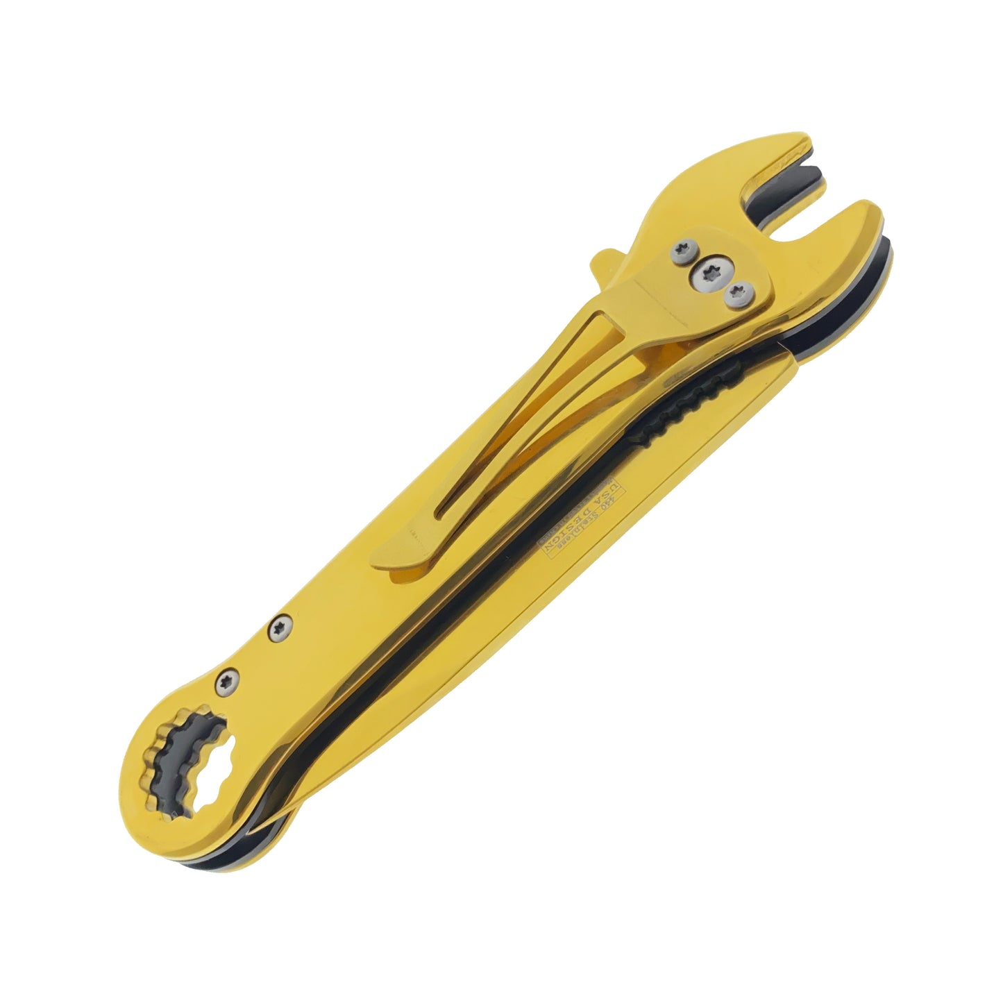 Falcon 7.75" Gold Spring Assisted Knife with 12 mm Wrench Function