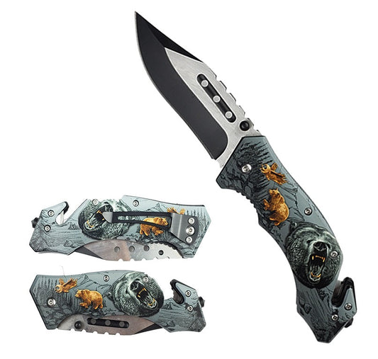 7.75" Spring Assisted Pocket Knife Bear