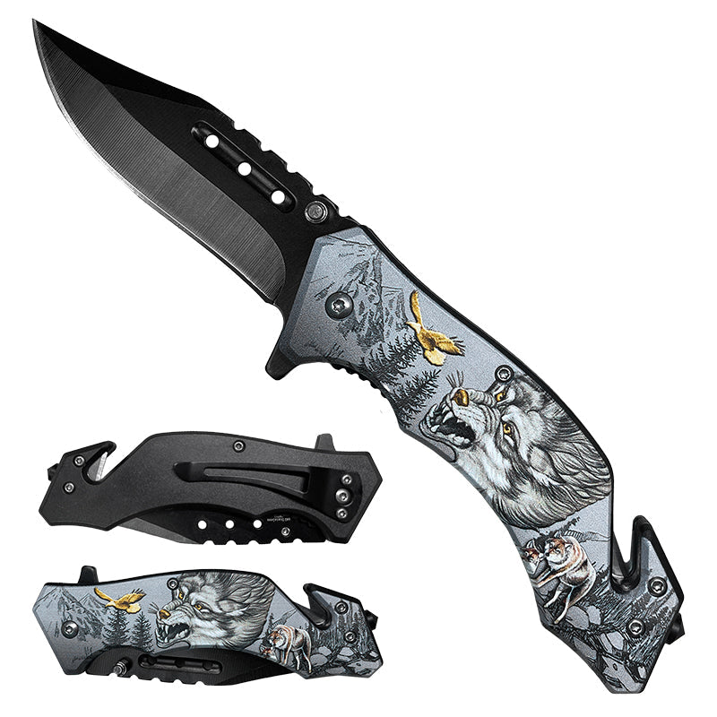 3" Blade Assisted Pocket Knife Wolf