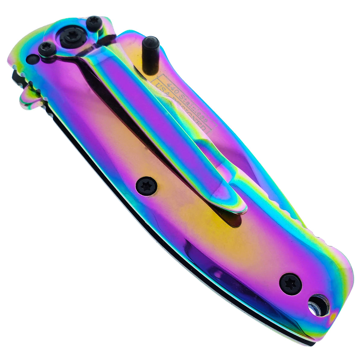 Falcon 6.5" Rainbow Pocket Knife - Textured Handle