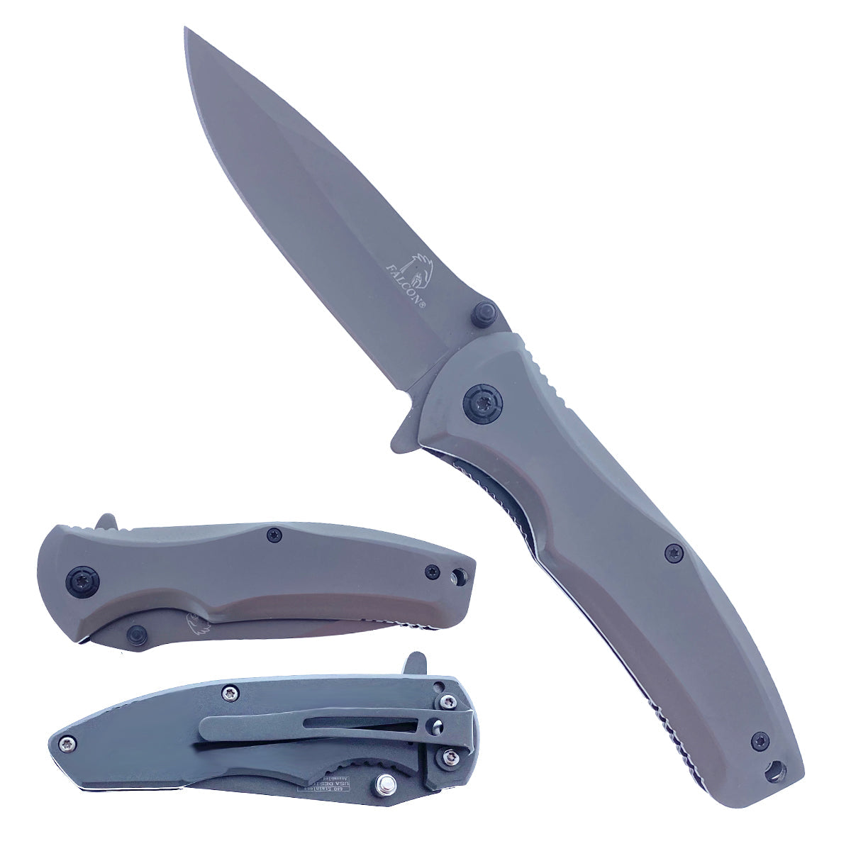 Falcon 7.75" Gray Spring Assisted Knife
