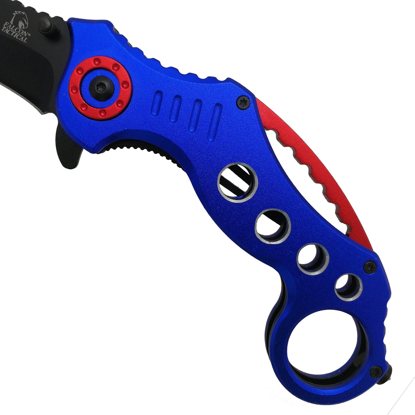 Falcon 7 1/2" Overall Blue and Red Blade Pocket Knife