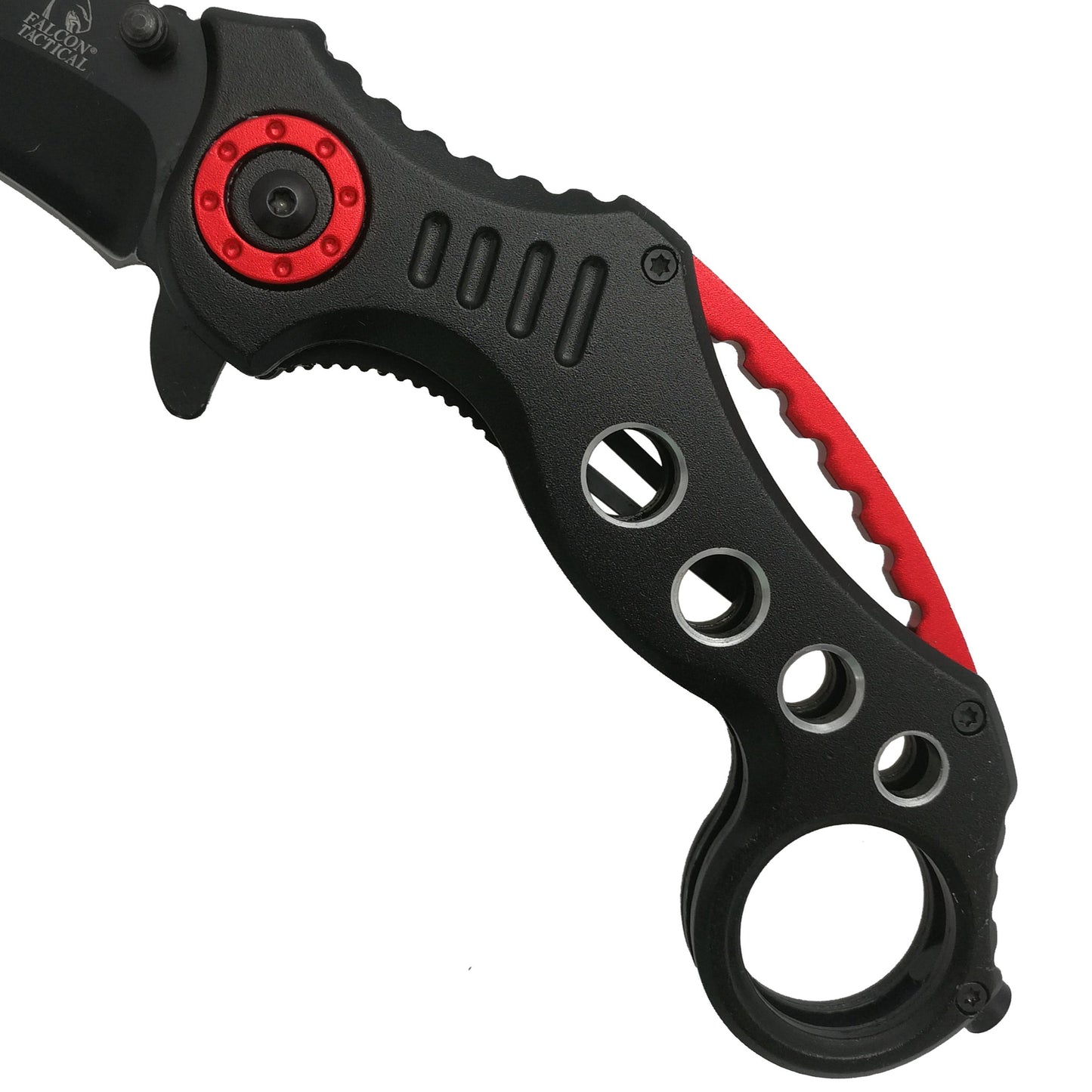 Falcon 7 1/2" Overall Black and Red Folding Knife
